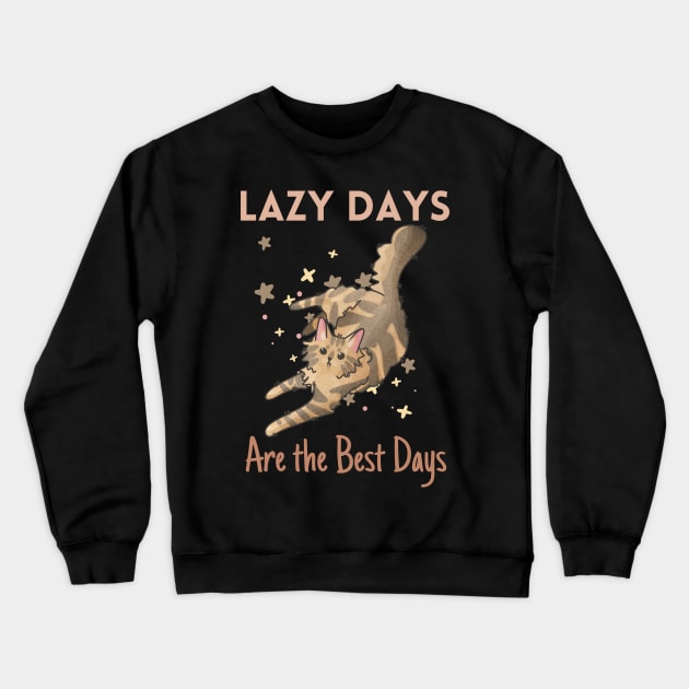 Lazy Days are the Best Days - Amber Norwegian Forest Cat Crewneck Sweatshirt by Feline Emporium